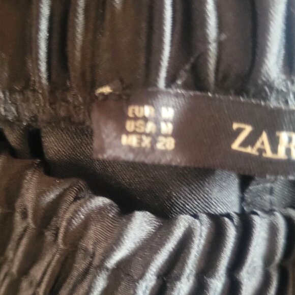 ZARA Women's Black Satiny Joggers w/Snakeskin Pattern Side Stripes - Size M - Picture 11 of 15